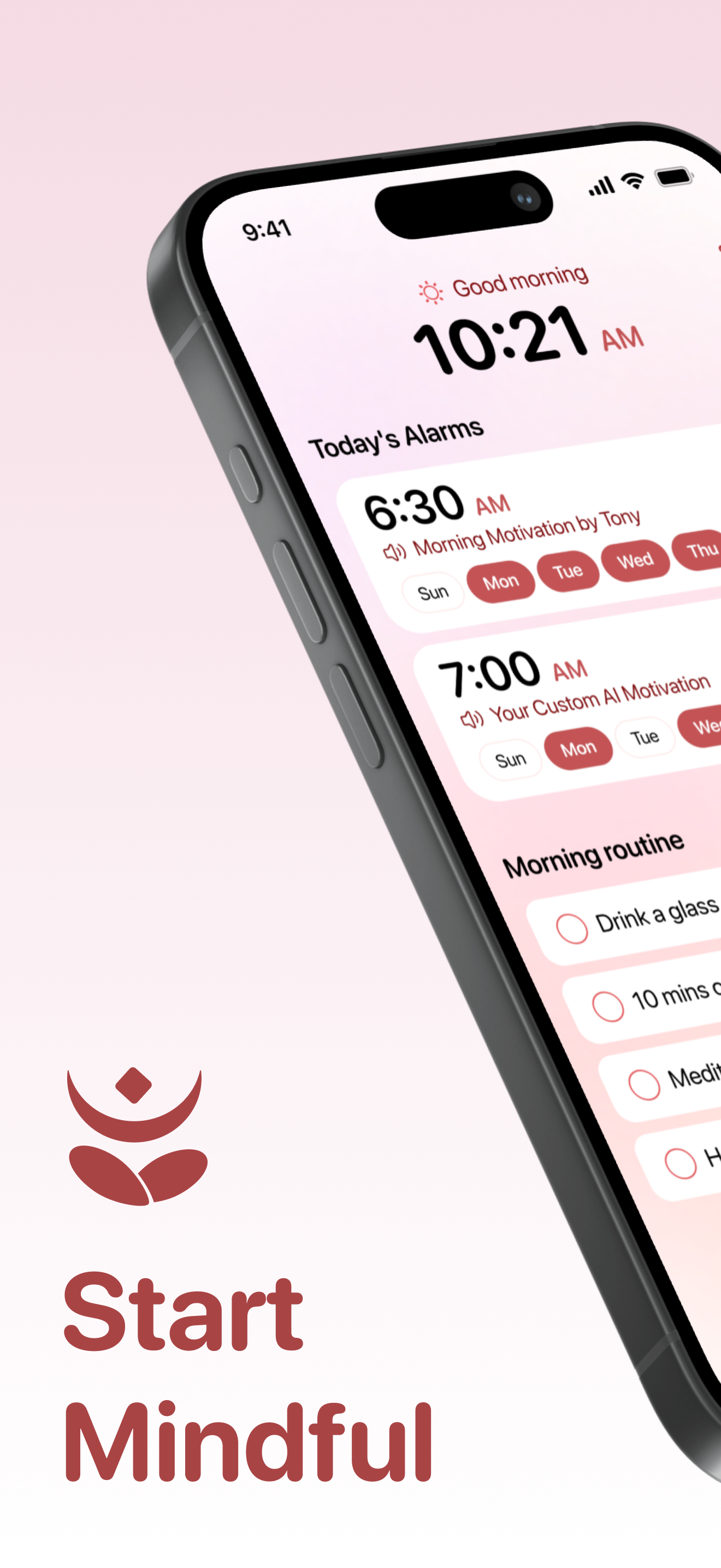 Morning Mantra alarm screen 1